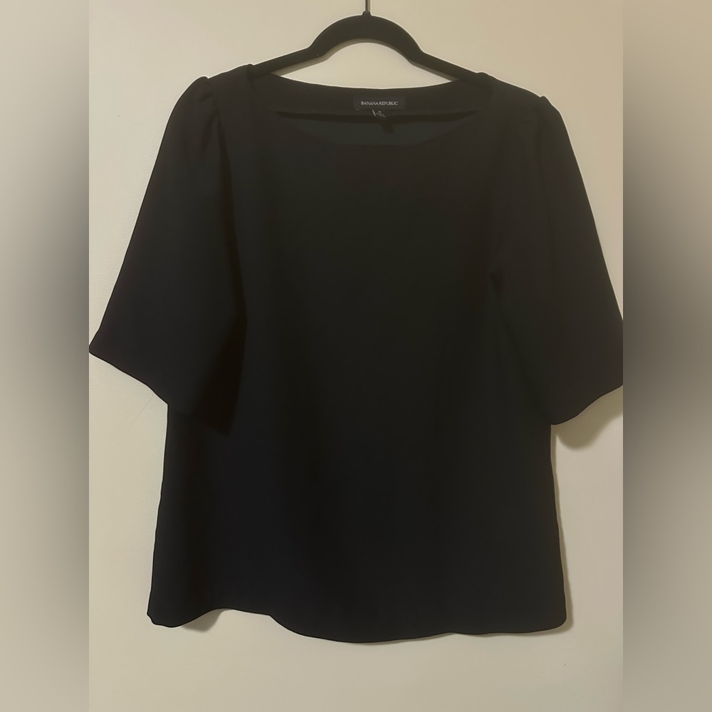 Banana Republic Black Boxy 3/4 Sleeve Blouse